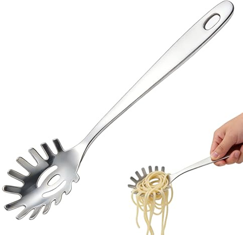 Spaghettilöffel,Nudelzange,Nudelkelle Edelstahl,Nudellöffel,Spaghettizange,Ideal Als Nudelzange Und Spaghettizange,Für Beschichtete Pfannen Und Töpfe,Spülmaschinengeeignet