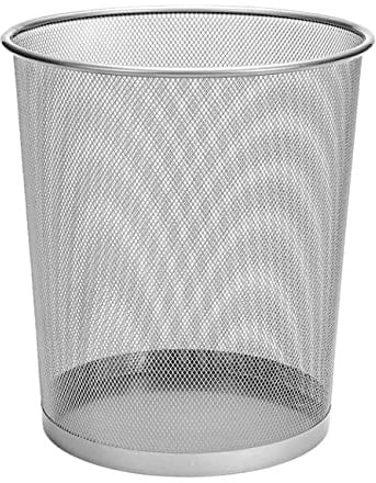 D.RECT KOMO Papierkorb, 12L Metall Abfalleimer Büro | Runder Mülleimer für Arbeitszimmer, Küche | Stabile Ausführung, 266x218x280 mm, Silber