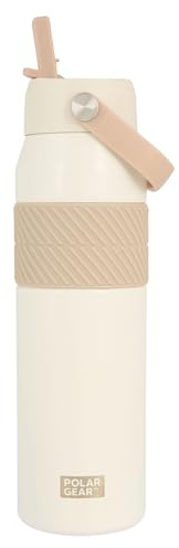 Polar Gear 850ml Insulated Water Bottle with Flip Straw Double Wall | stainless steel bottle, 24-hour cold retention, leakproof lid, flip-up straw, silicone grip, wide mouth, carry handle