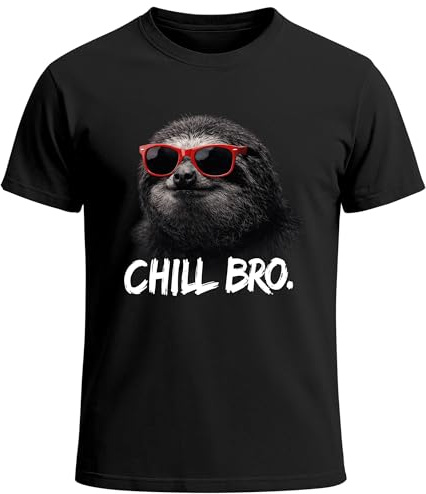MoonWorks® Herren T-Shirt Chill Bro Tiermotive Lustig Schimpanse Capybara Faultier Fun-Shirt Männer Printshirt Spruch