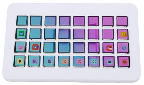 Lazmin112 Stream Control Deck, Programmierbarer Studio-Controller BZW. Keyboard mit 32 LCD-Tasten und Anpassbaren Displaybildern für PC-Live-Streaming mit OBS und Twitch. (White)