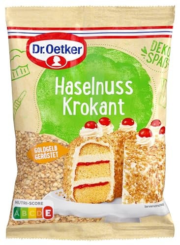 Dr. Oetker Haselnuss Krokant 5er Pack, 5 x 100 g, knackige Kuchendeko mit Haselnuss-Note, Streudekor zum Verzieren und Verfeinern von Eis, Gebäck & Desserts, vegan