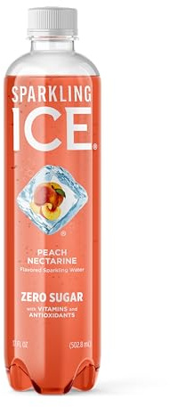 Sparkling Ice, Peach Nectarine Sparkling Water, Zero Sugar Flavored Water, with Antioxidants and Vitamins, 17 fl oz Bottle
