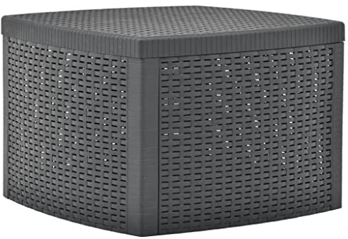 SATURNIA 8330145 Mesa Resina Auxiliar Simil Rattan Cofre 53x53x40 cm.