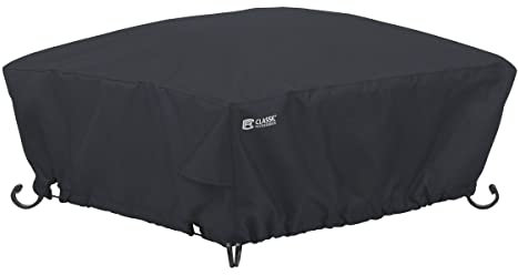Classic Accessories Abdeckung für Viereckige Feuerschalen, Robustes und Reißfestes Material mit Belüftungsöffnungen, Schutz vor Wetterbedingungen, Schwarz (91cm Seitenlänge, SMALL)
