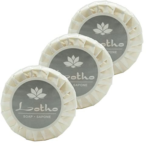 Awek.eu 100 Stück Hotelseife Hotel Seife Gästeseife in Plisseefolie rund plissiert 15g Lotho Serie