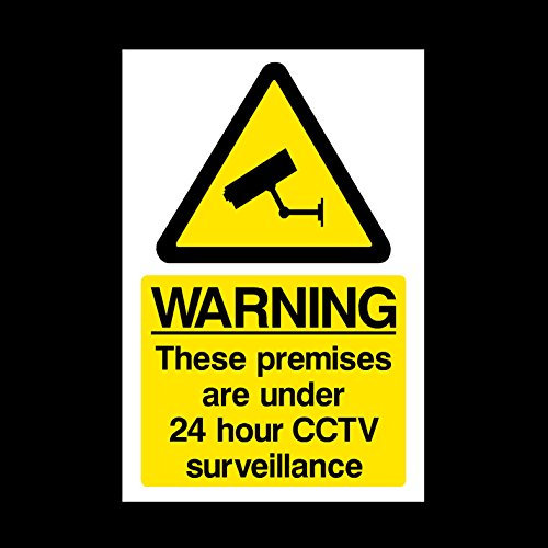 USSP&S 5x CCTV 24hr Surveillance Sign - Self Adhesive Sticker - A6 (100x150mm) - White Animal Print Vinyl Rectangular Sticker/Decal Sign - Outdoor - Window