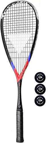Tecnifibre Carboflex X-Speed 125 Squashschläger (Verschiedene Optionen) (1 Squash Schläger + 3 Squashbälle)