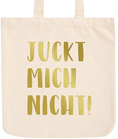 JUNIWORDS Jutebeutel, Pastellfarben, Juckt Mich Nicht, Tasche: Natur, Schrift: Gold
