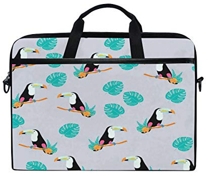 HaJie Sacoche pour ordinateur portable avec bandoulière Motif feuilles de palmier tropicales 35 à 36,8 cm