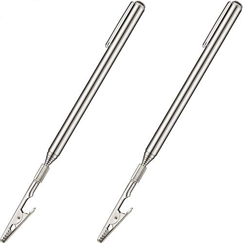 Mudder 2 Pcs Telescoping Clip Roach Clips for Joints Telescopic Metal Wire Joint Clamp with Pen Bracelet Helper Tool Extendable for Mechanics Home Automobile Repairing Jewelry Fix(Range 8.27-36 Inch)