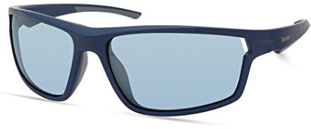 Timberland TBA9271 Herren Sonnenbrille, Casual Sonnenbrille in Leichtgewicht, Rechteckige Linsenform, Polarisierte Rauchgläser, Mattes Blau