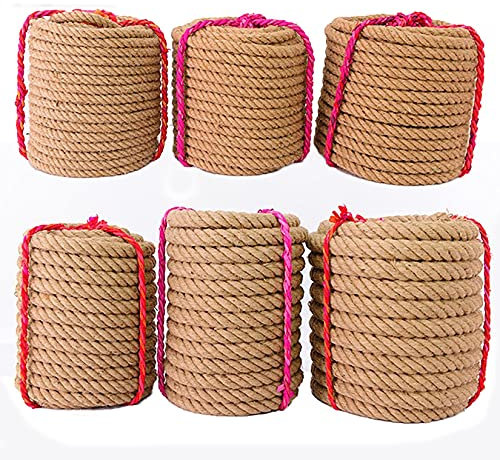 HHYHOME Corde De Jute Naturel,Corde De Chanvre Épaisse Tresse De Haute Résistance Ficelle De Jute,Corde Synthétique Légère Corde De Chanvre Ficelle De Jute,pour Le Jardinage,20mm(50m)