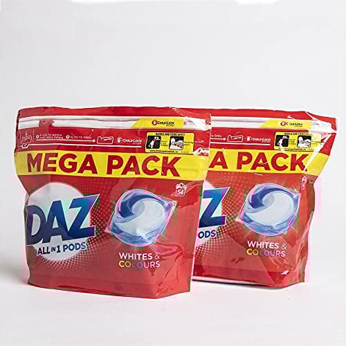 Daz All-in-1 Pods Washing Liquid Capsules For Whites & Colours (2 x 54 Washes)