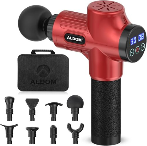 ALDOM Massage Gun, Massage Gun Deep Tissue Large Capacity&USB-C Rechargeable 4800rpm, 30 Adjustable Speeds 8 Massage Heads Electric Handheld Massagers for Men Women Body Pain Relief Relax-RED