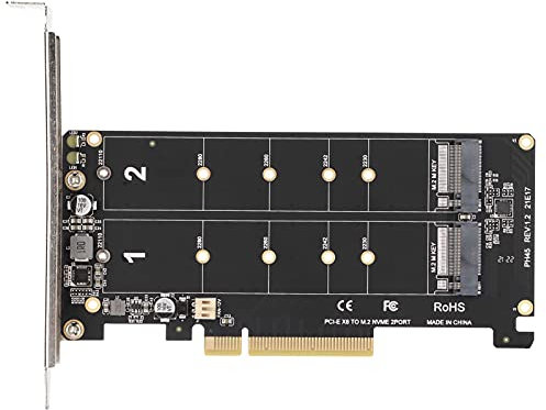 Annadue Tarjeta adaptadora Dual M.2 SSD a PCIe Express x8, Compatible con M-Key NVME SSD o M.2 PCIE, Tarjeta de expansión de Lector de convertidor de Disco Duro(ph45)