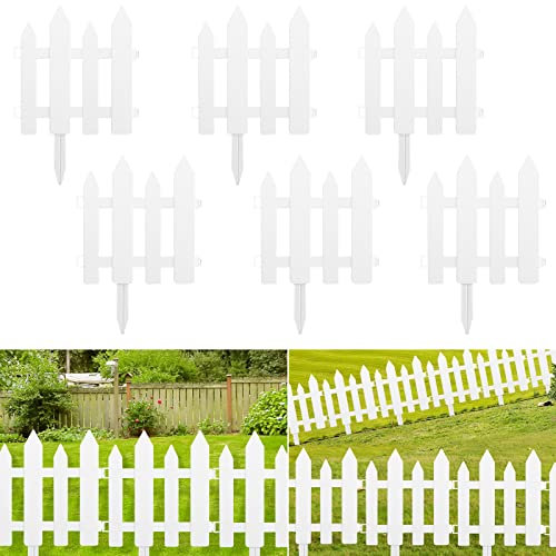 ELECLAND Lot de 6 clôtures de jardin avec 6 inserts de clôture en plastique blanc pour clôture de jardin
