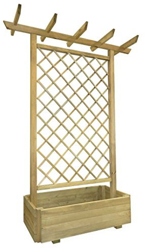 CANLAY Pergola mit Pflanzkasten, Rosenbogen, Rankgitter, Rankhilfe, Spalier, Garden Arch, Gartenbogen, Gartenpergola, 162x56x204 cm Holz