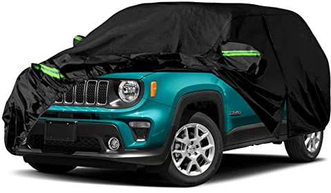 Waterproof Car Covers Replace for 2015-2022 Jeep Renegade, 6 Layers All Weather Custom-fit Car Cover with Zipper Door & Windproof Strap for Snow Rain Dust Hail Protection (Renegade)