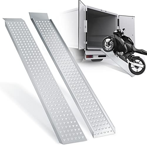 Ansobea 2X Auffahrrampe, 400kg Verladerampe verzinkter Stahl, rutschfest Verladeschiene, max. 200kg* pro Stück Motorradrampe, Anhängerrampe, Auto Laderampe für Motorrad, Anhänger, 160 x 23.5X 4cm