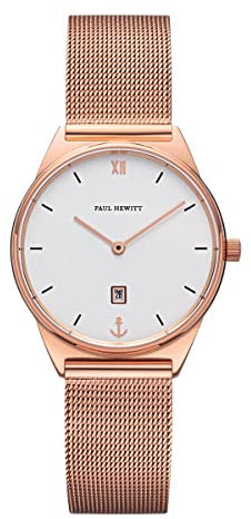 PAUL HEWITT Damen-Uhren Analog Quarz One Size Roségold, Weiß 32014999