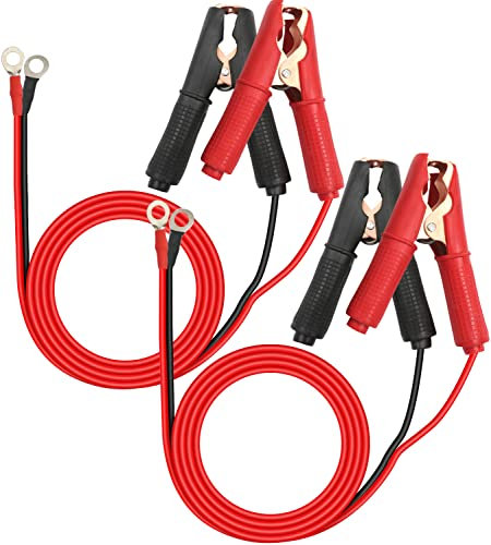 HuaLiSiJi Morsetti Coccodrillo per Cavi Batteria Auto Pinze per Cavi Batteria 12V 24V, per Batteria Dell'automobile Altro Dispositivo(1m 4Pezzi)