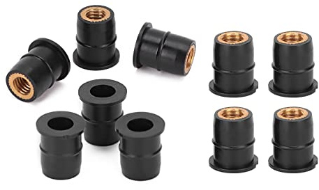 Suministros para Motocicletas Inserte la Tuerca de Goma (Tuerca Ciega de Goma) M6 Tuercas de Pozo, Tuercas de Expansión 10PCS Tuercas de Pozo M6x0.8mm Latón Cautivo de Goma para