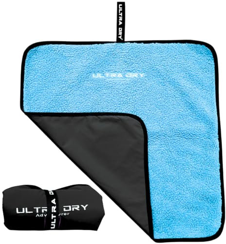 Ultra Dry Wickelunterlage für Outdoor-Wickeln, Surfen und Schwimmen, kompakt, tragbar und weich, wasserabweisend, Blau/Schwarz