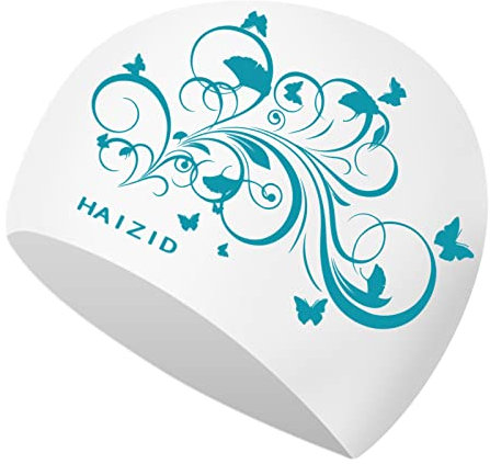 Drwosm Bonnet de Bain Silicone Bonnet de Natation 100% Silicone Bonnet de Bain Adulte Bonnet Bain Femme Bonnets de Piscine en Silicone Imperméable Confortable Bonnets de Piscine Légers (Bleu)