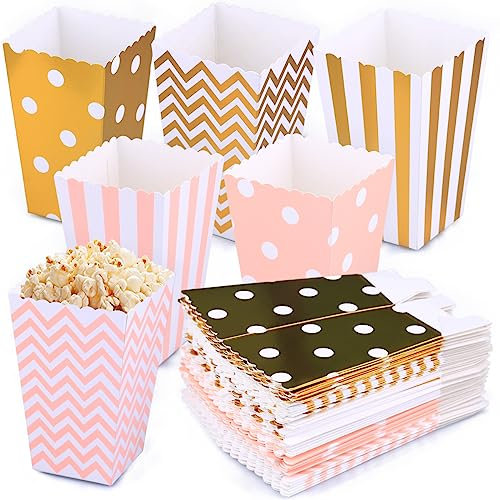 jsysj 60 Stücke Popcorn Boxen, Kinder Kleine Gestreift Popcorn Tüten, Papier Candy Bar Tüte, Party Papiertüte, Snackbox für Startseite, Hochzeit, Filmabend oder Party