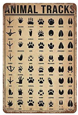 Animal Tracks Metallschild Vintage Aluminium Platte Schild Eisen Malerei Blech Poster Dekor für Badezimmer WC Bar Cafe Zuhause Wanddekoration Geschenkideen