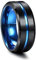FIOROYAL G23 Titan Ringe Herren 8MM Ring Schwarz mit Blau Mittelrille Verlobungsring Mann Eheringe Titan Partnerringe Schwarz Männer Ringe Größe 57
