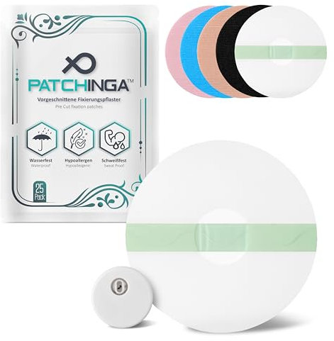 PATCHINGA - Freestyle Libre 3 Pflaster - 25 Stück - neue verbesserte Version - Wasserfest und selbstklebend mit kleberfreier Belüftungsfläche - Fixierlösung für den Freestyle Libre 3 Sensor