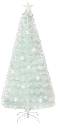 LIFEZEAL Sapin de Noël Artificiel Blanc 120 CM, Arbre de Noël Artificiel avec Base Métallique Pliable, Sapin de Noël LED Étroit en PVC, Décoration de Noël pour l'Intérieur & l'Extérieur (120 CM)