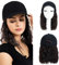 SEGO Wig Cap mit Haaren Extension mit Baseballmütze BOB Perücke Haarverlängerungen Gewellt Haarteil wie Echthaar Damen 20 cm Dunkelbraun