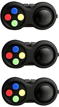 Fidget Pad - Multi-Color Buttons (Pack of 3) - Stress Relief Toy - 8 Tactile Surfaces - Pocket-Sized Fidget Controller - Anxiety and Stress Management - Small and Lightweight