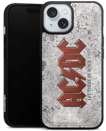 Premium Silikon Hülle kompatibel mit Apple iPhone 15 Handyhülle schwarz Case ACDC Fanartikel Logo