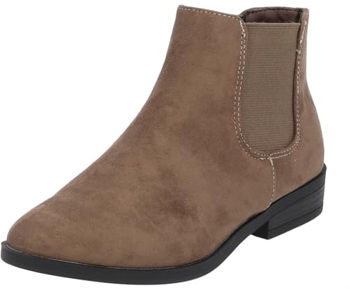 Palado Chelsea Boots Damen Aruad - modische Stiefeletten für Frauen - elegante Winterschuhe - bequeme Stiefel mit Absatz Braun UK4,5 - EU37