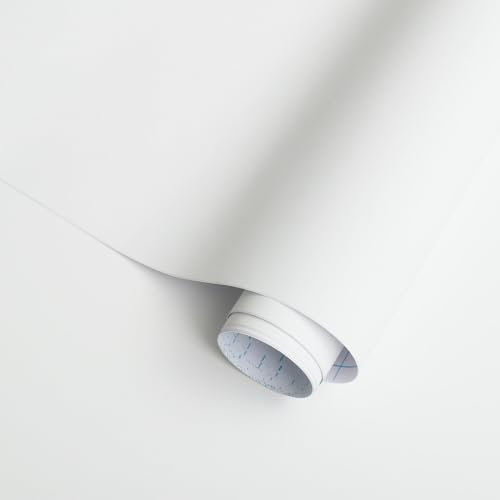 Timeet Sticky Back Plastic White Skin Touch Feeling Self Adhesive Wallpaper 40x300cm Peel and Stick Wallpaper Thicken Stick on Wallpaper Waterproof Vinyl Film for Furniture Renovation Drawer Wall