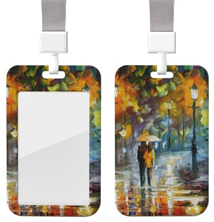 Umbrella in The Rain ID Badge Holder with Lanyard Plastic ID Card Protector Name Tag Badge Holder with Clear Window ID Card Name Badge Holder for Nurse Doctor Office Supplies