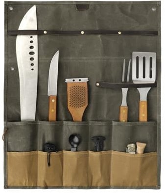 TOURBON Waxed Canvas Chef Knife Case Portable Chef Knife Roll Bag 10 Pockets Knives Storage Tool Organizer Pouch