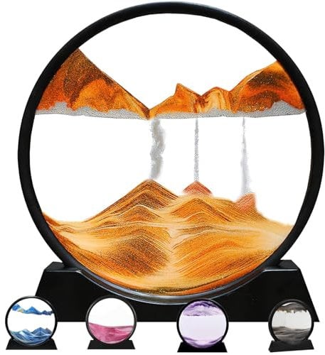 Sablier Decoratif, Sablier 3D, Sablier Liquide, Sablier Magique, Peinture de Sable, Cadeaux Sablier Deko Aesthetic pour Bureau Salon Bureau Adultes Enfants (Orange 12)