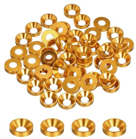 QUARKZMAN 50pz Rondelle Svasate M6, in Lega di Alluminio Anodizzato 13,8mm/0,54, Guarnizioni per Viti RC/FPV/PC/Drone/Accessori Meccanici Modello Part, Oro