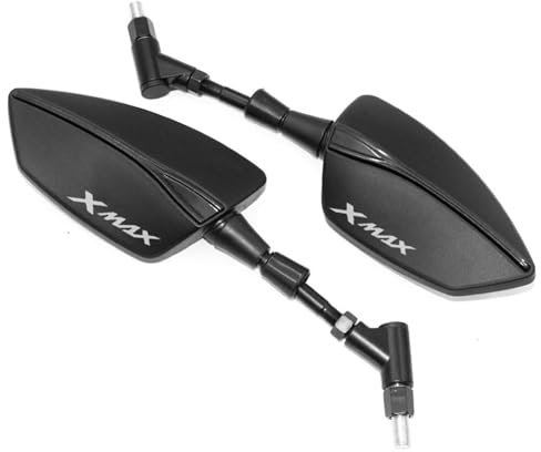 rétroviseur rotatif Pour YAM&AHA XMAX300, XMAX400, XM&AX, X-MAX, XM&AX 125, XMAX250, XM&AX 300, 400, 8mm 10mm Rétroviseurs latéraux universels pour moto et scooter (Color : Black)