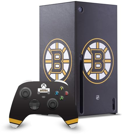 Head Case Designs Officially Licensed NHL Plain Boston Bruins Game Console Wrap and Game Controller Skin Bundle Compatible With Xbox Series X