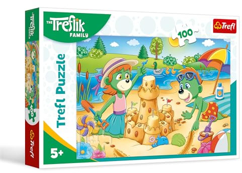 Trefl - Puzzle 100 Teile, Der Tag der Trefliks, Die Familie Treflik, 5+ | Fördert Konzentration und Beobachtungsgabe, hohe Qualität, detailreiches Puzzle, farbenfrohes Puzzle für Kinder