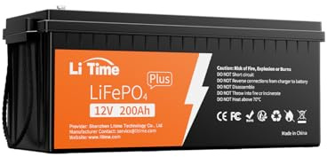 LiTime Batteria al Litio 12V 200Ah PLUS per Camper, Batteria LiFePO4 12V con Celle di Classe EV, Max 15000 Cicli, Energia 2560Wh, Perfetta per RV, Accumulo Domestico, Fuori Rete, Impianti Solari