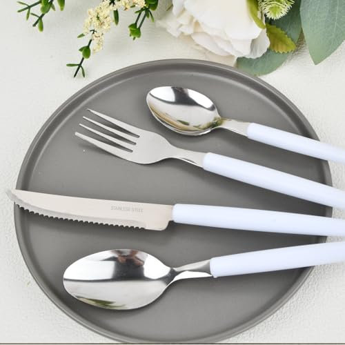 YILANJIN Juego de Cubiertos de Acero Inoxidable, 4 Piezas, Set de Cubiertos para Hogar, Cuchillos para Carne, Cubertería con Cuchillo, Tenedor, Cuchara, Cubiertos para Comedor