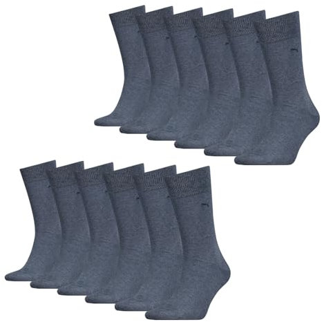 PUMA Herren Business Socken Strümpfe Classic Socks 6 Paar, Farbe:Blau, Größe:39-42, Artikel:-460 denim blue
