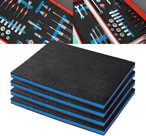 Precision Defined Mousse pour Boîte à Outils - Inserts en Mousse pour Étuis, Mousse Shadow, Mousse pour Outils, Mousse en Polyéthylène - Noir/Bleu (40,6 x 30,4 x 2,54 cm, Lot de 4)
